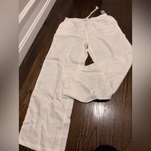 Aritzia TNA White Linen Pants